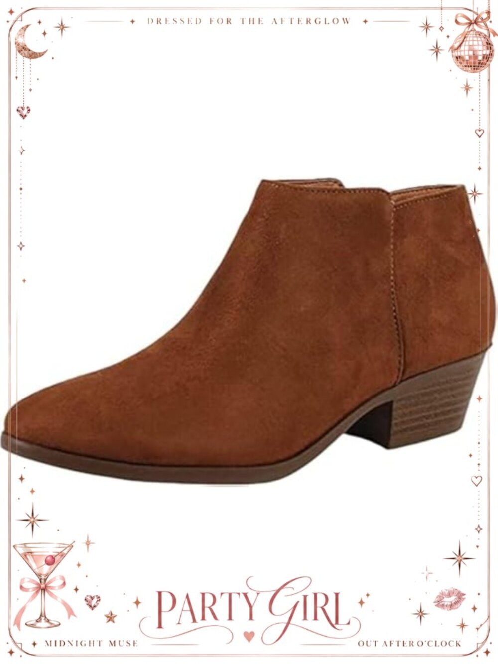 Womens Ankle Booties Chunky Stacked Heel Side Zip Synthetic